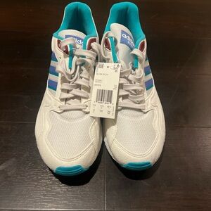 Adidas White and Teal Ultra Tech Sneakers